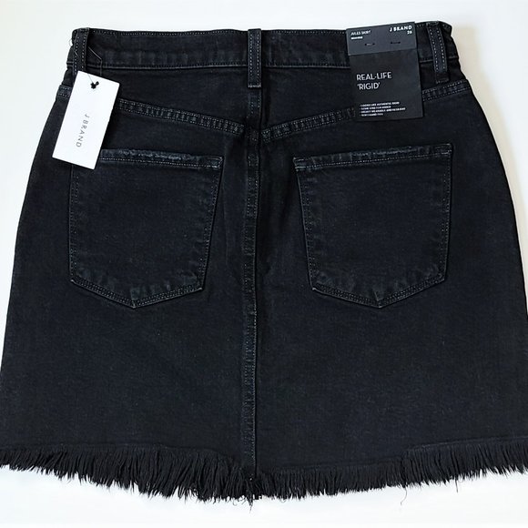 NWT J Brand Women's Black Jules High Rise Frayed Hem Mini Skirt - Picture 7 of 10